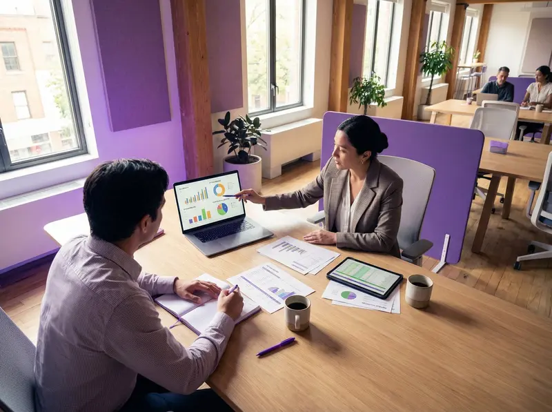 Consultants financiers collaborant dans un bureau moderne