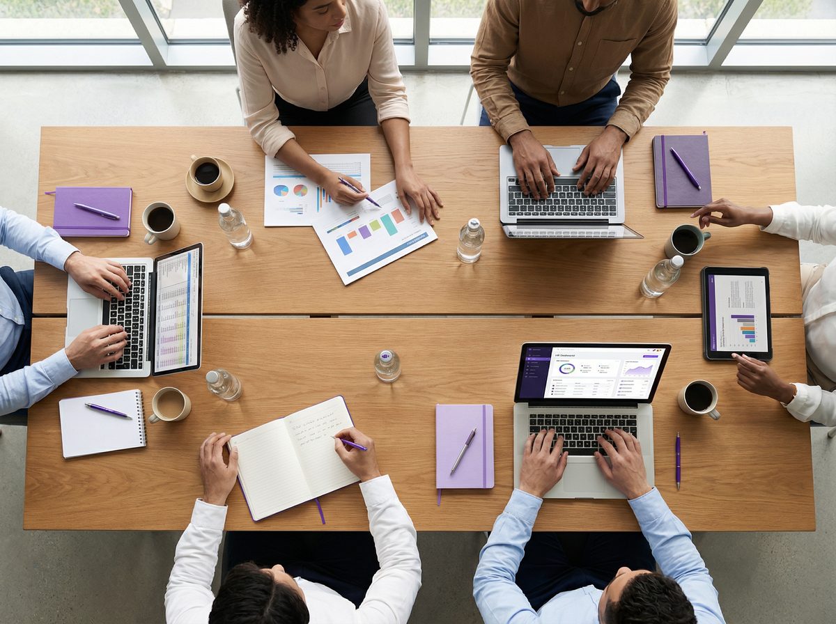 Équipe Iter Advisors collaborant autour de dashboards financiers et RH